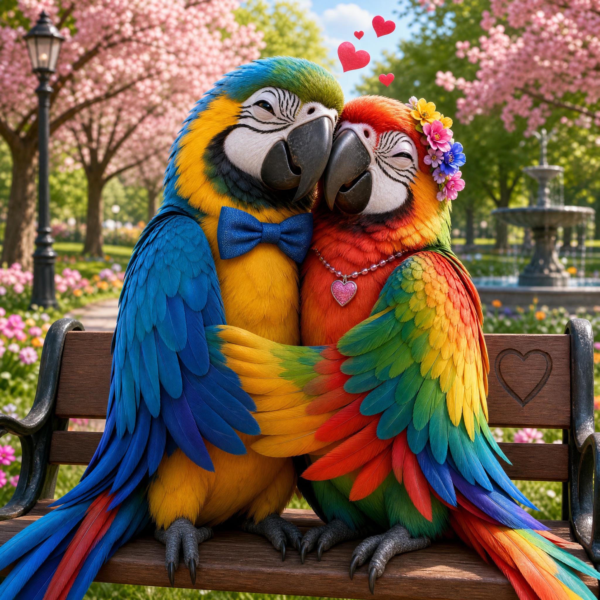 Macaws in love