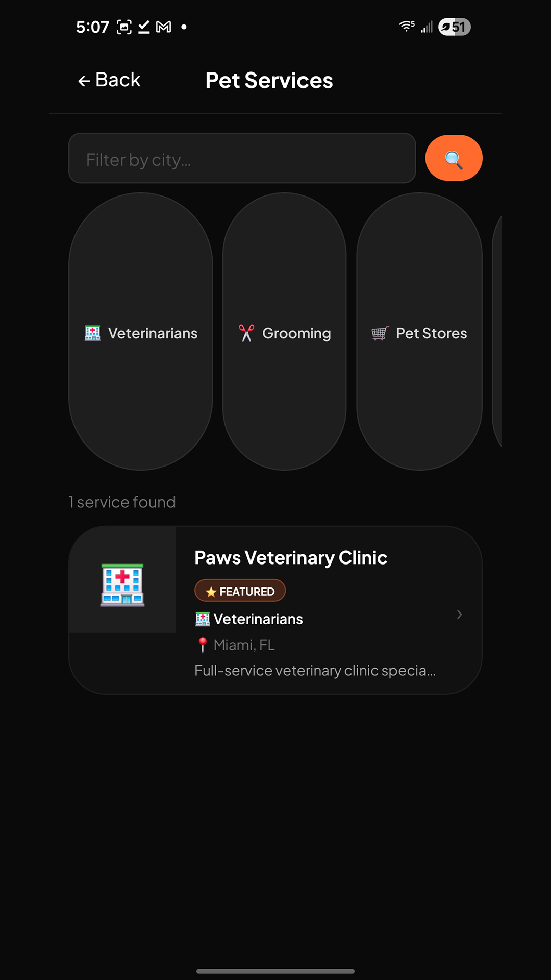 Pet services directory